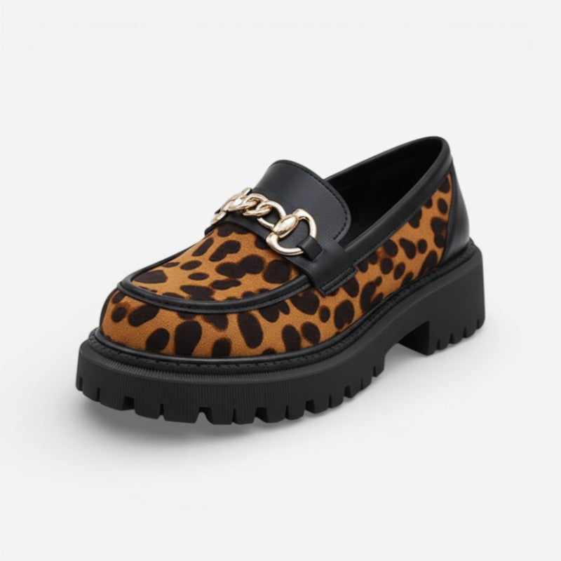 Mocassin Femme Léopard Compensé