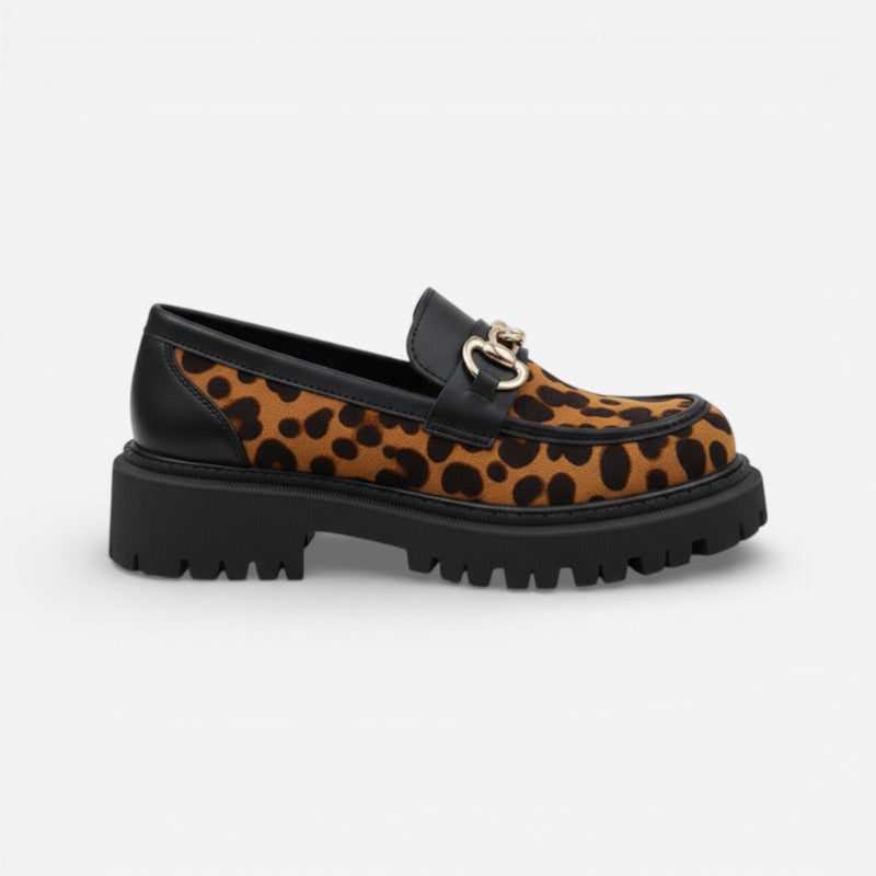 Mocassin Femme Léopard Compensé