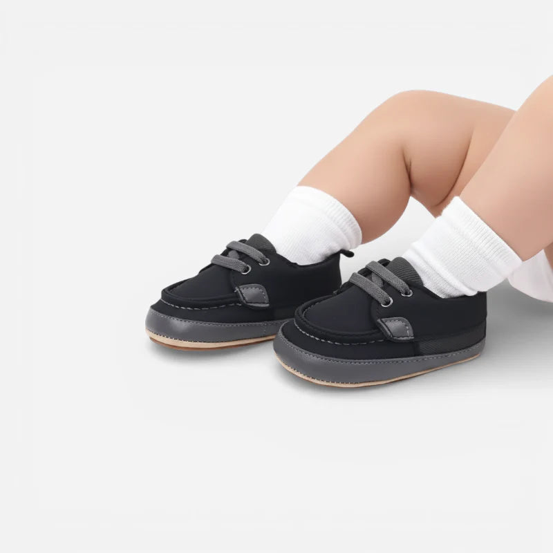 Mocassin En Cuir Noir Bébé Garçon