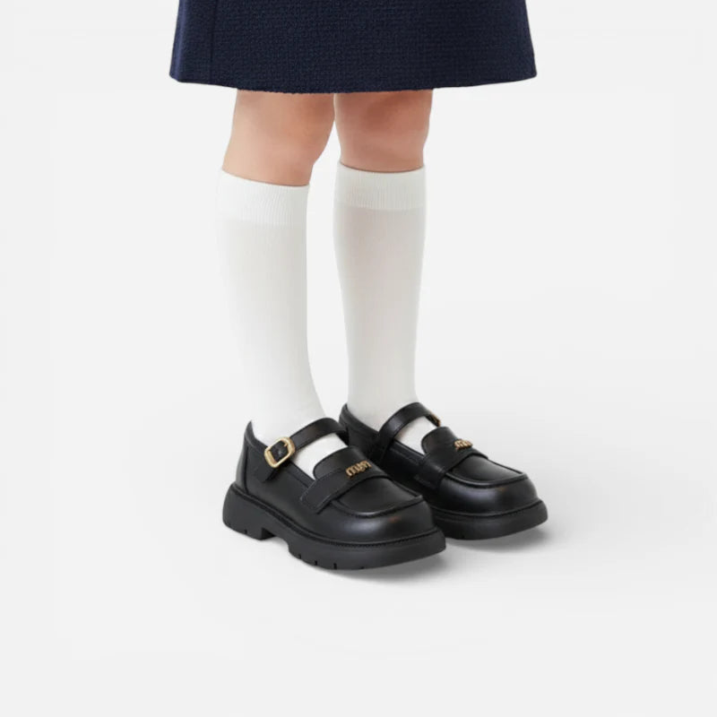 Mocassin Cuir Noir Enfant Fille