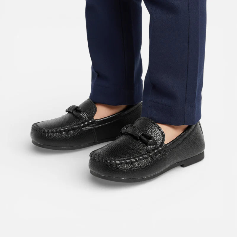 Mocassin Garçon Noir En Cuir