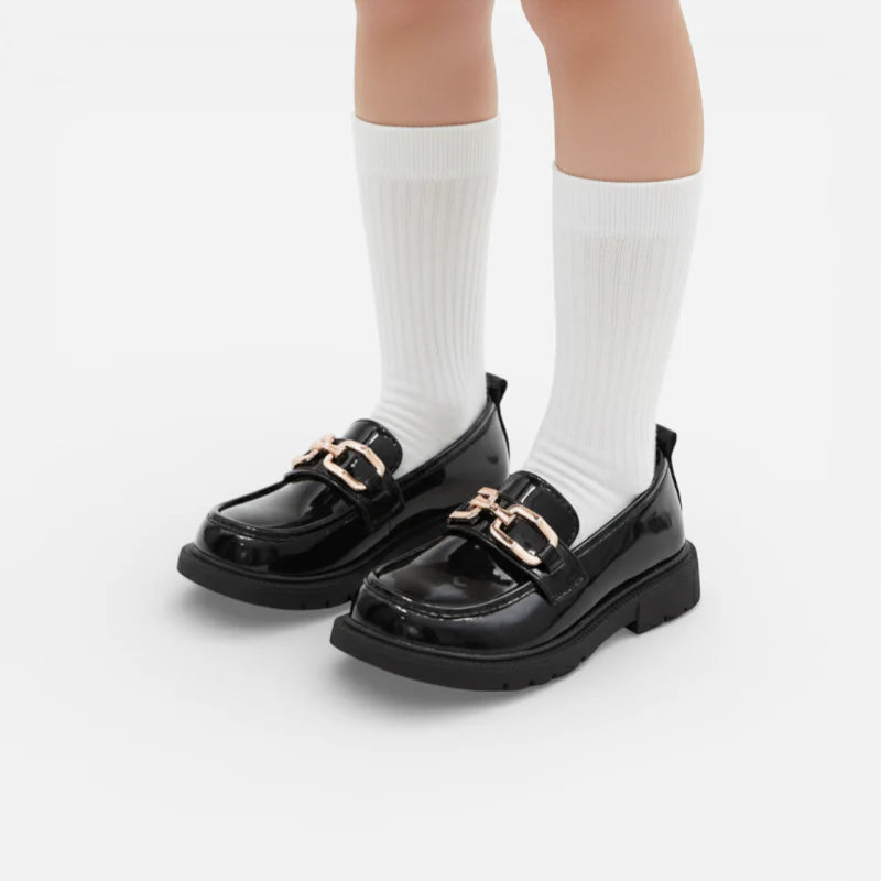 Mocassin Enfant Cuir Vernis Grosse Chainette