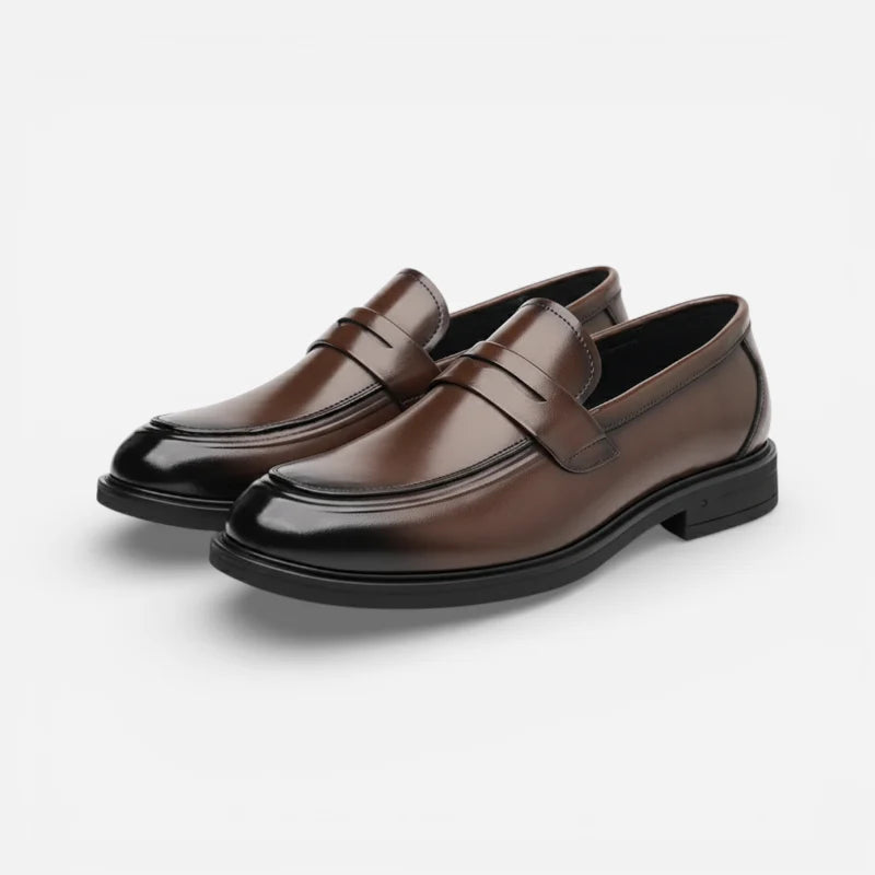 Chaussure Mocassin Costume Marron Vernis Premium Pour Homme