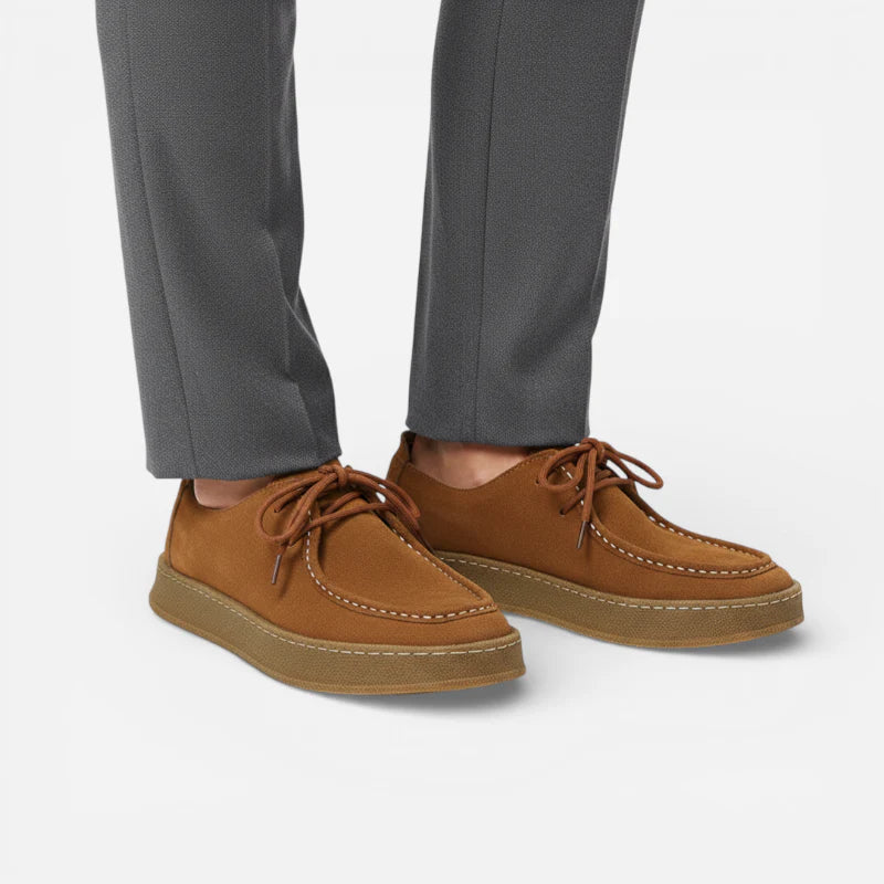 Mocassin Nubuck Camel À Lacets Premium Pour Homme