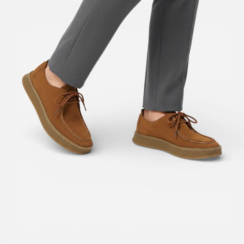 Mocassin Nubuck Camel À Lacets Premium Pour Homme