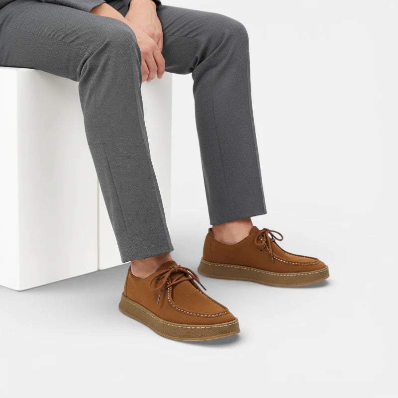 Mocassin Nubuck Camel À Lacets Premium Pour Homme