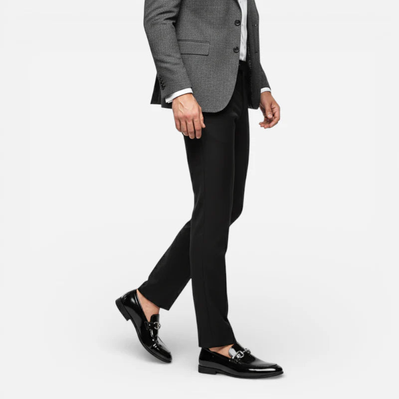 Mocassin En Cuir Noir Vernis Pour Costume De Mariage Homme