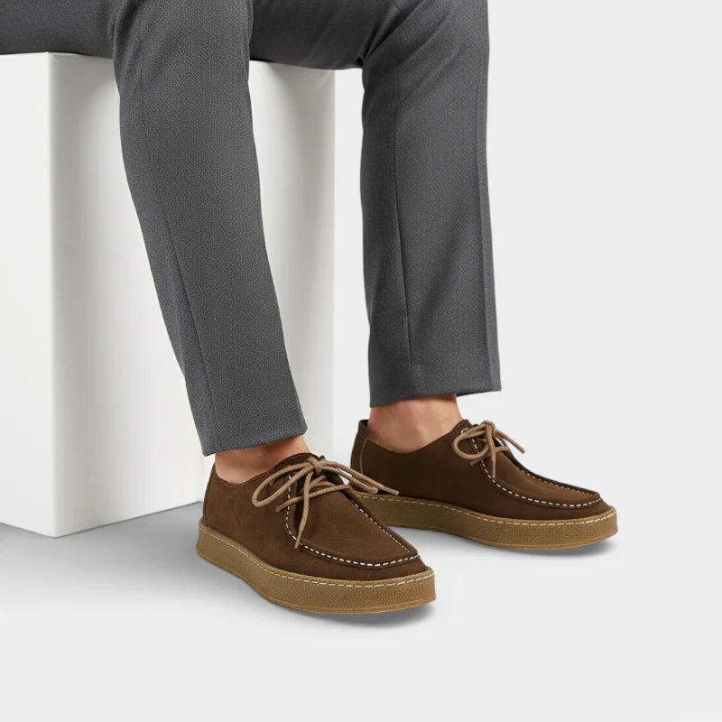 Mocassin Homme Marron en Daim Semelle Épaisse Confort Casual Chic