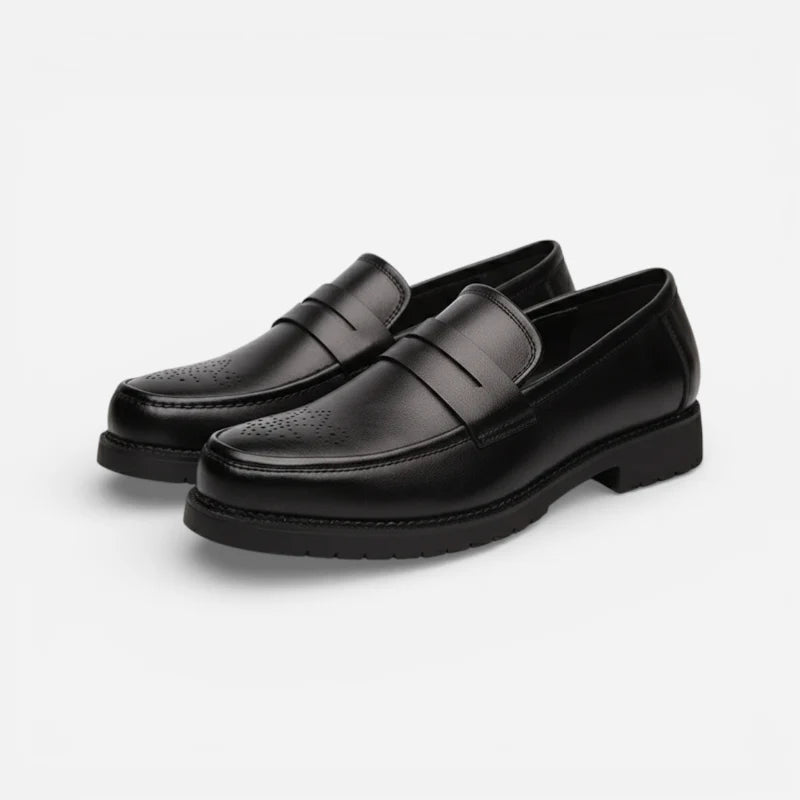 Mocassin Orthopédique En Cuir Véritable Noir Pour Costume Mariage Pour Homme