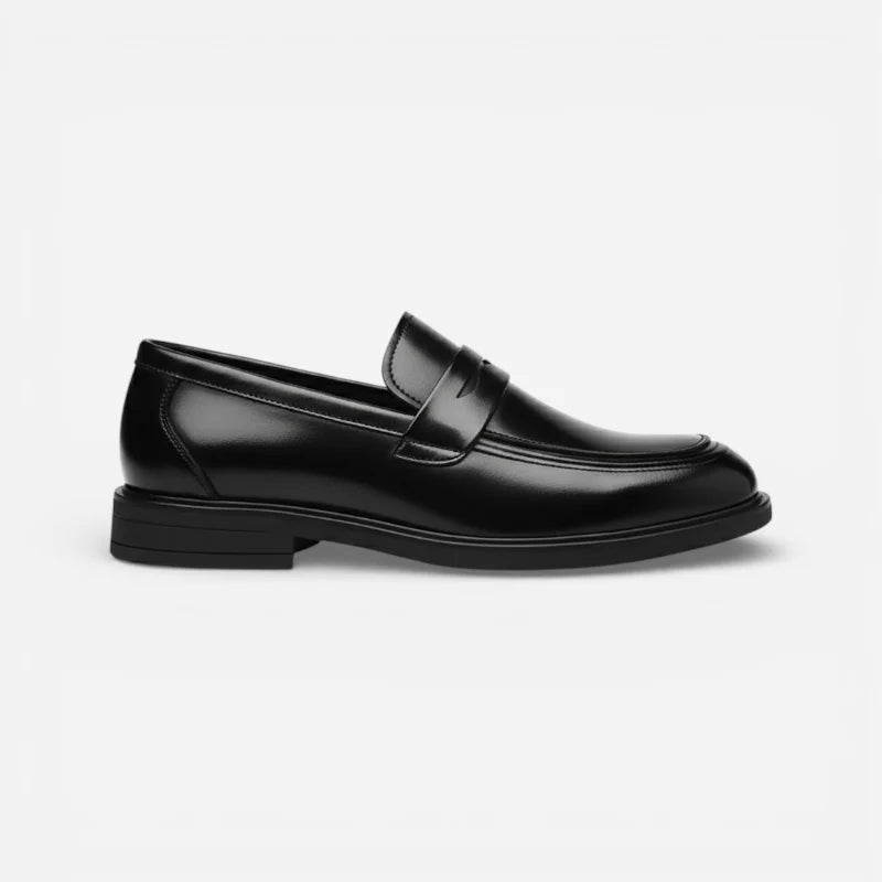 Mocassin De Ville Costume En Cuir Véritable Noir Vernis Pour Homme
