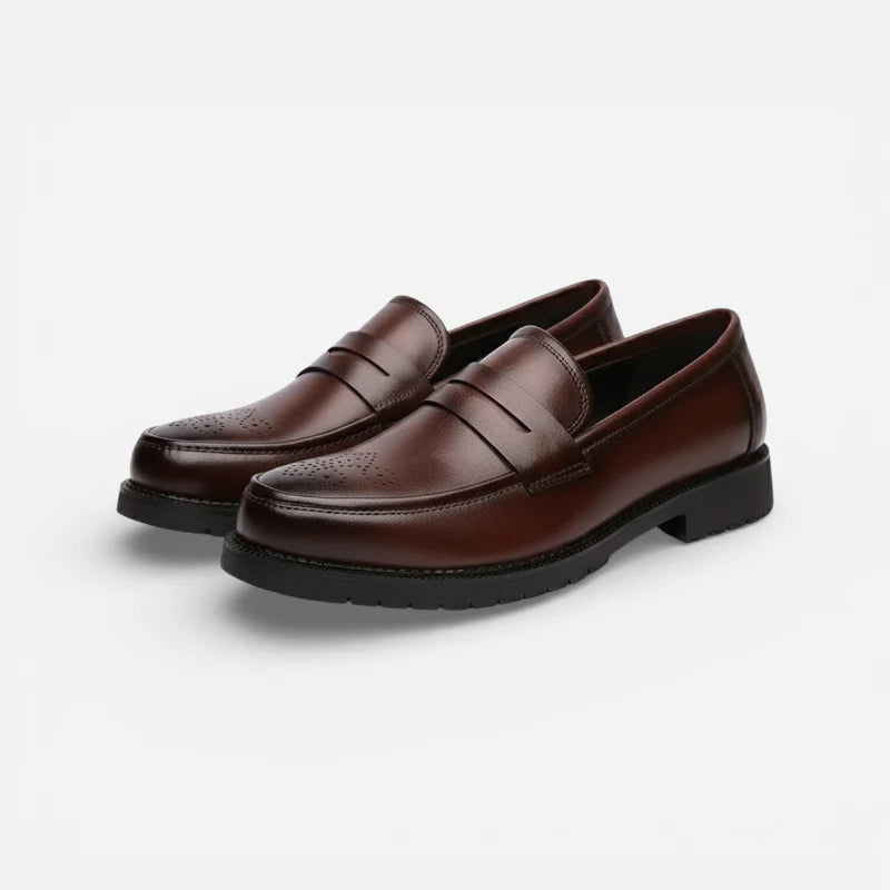 Mocassin Cuir Véritable Orthopédique Marron Pour Homme