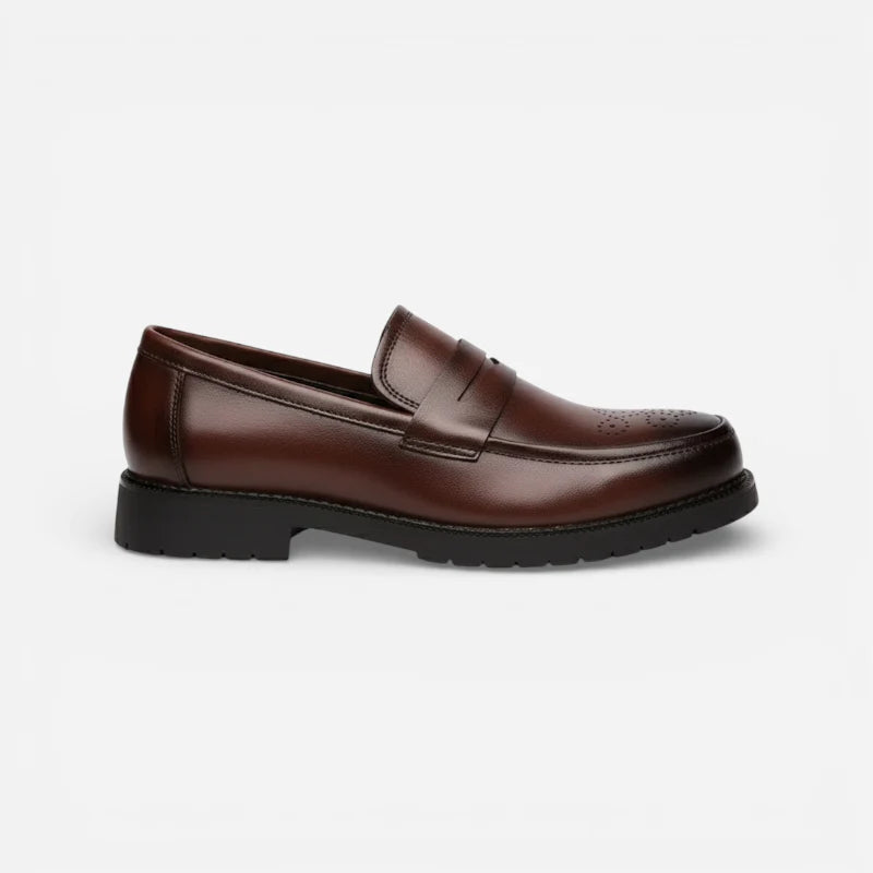 Mocassin Cuir Véritable Orthopédique Marron Pour Homme