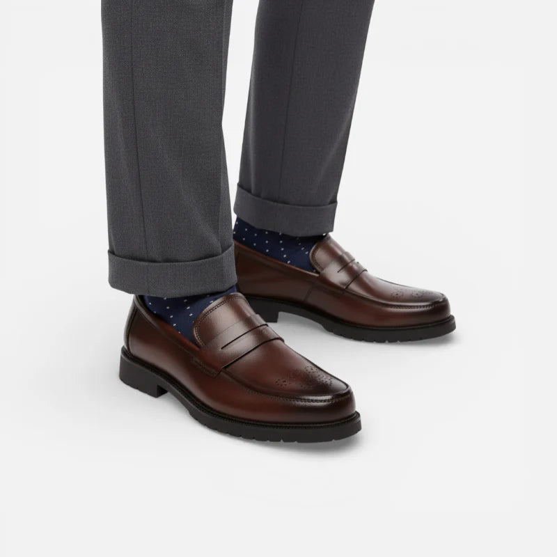 Mocassin Cuir Véritable Orthopédique Marron Pour Homme
