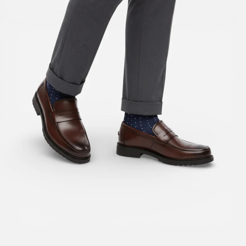 Mocassin Cuir Véritable Orthopédique Marron Pour Homme