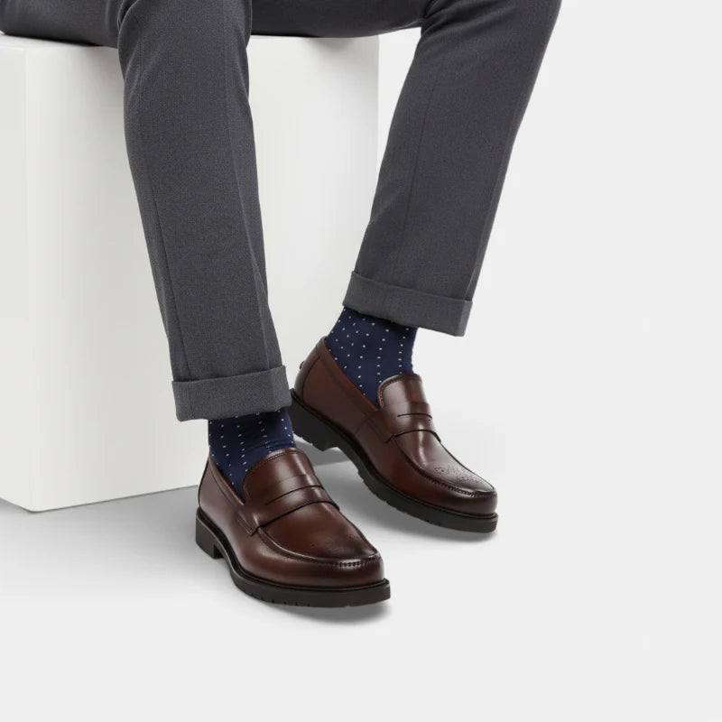 Mocassin Cuir Véritable Orthopédique Marron Pour Homme