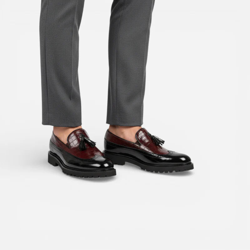 Mocassin En Cuir à Glands Compensé Pour Homme