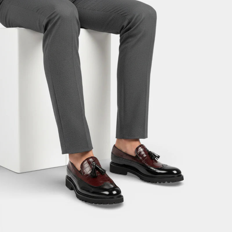 Mocassin En Cuir à Glands Compensé Pour Homme