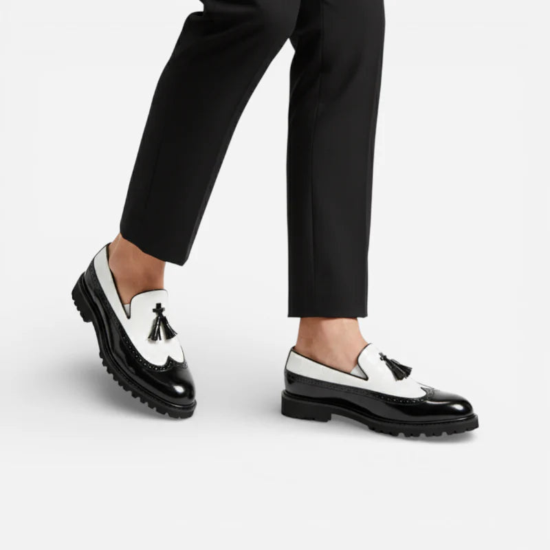Mocassin Noir Et Blanc