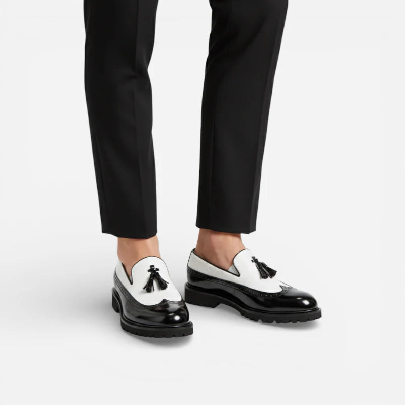 Mocassin Noir Et Blanc