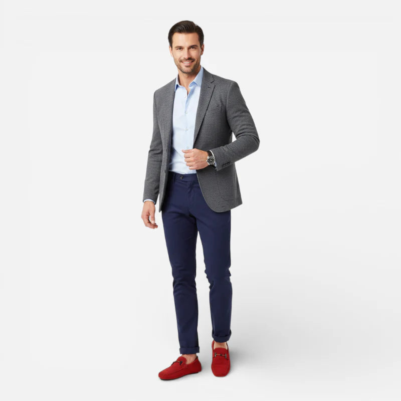 Mocassin En Daim Rouge Avec Chaine Pour Homme