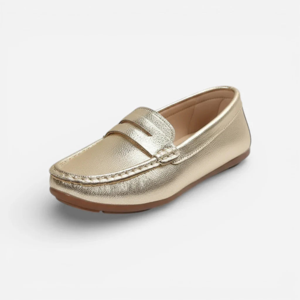 Mocassin Doré Femme Pailleté