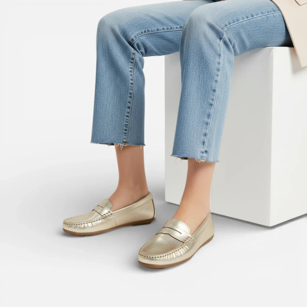 Mocassin Doré Femme Pailleté