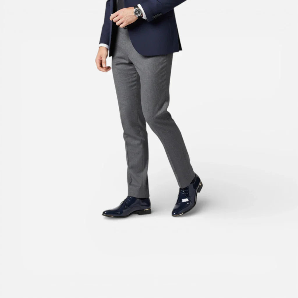 Mocassin Cuir Vernis Bleu Marine Homme