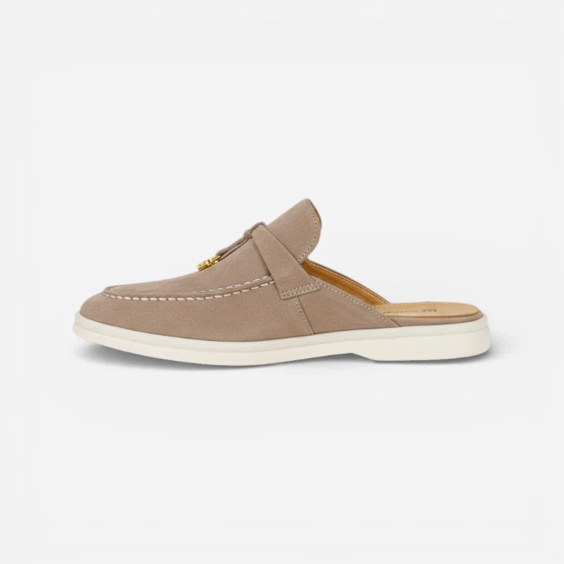 Mocassin Ouvert Marron Clair à Glands Femme