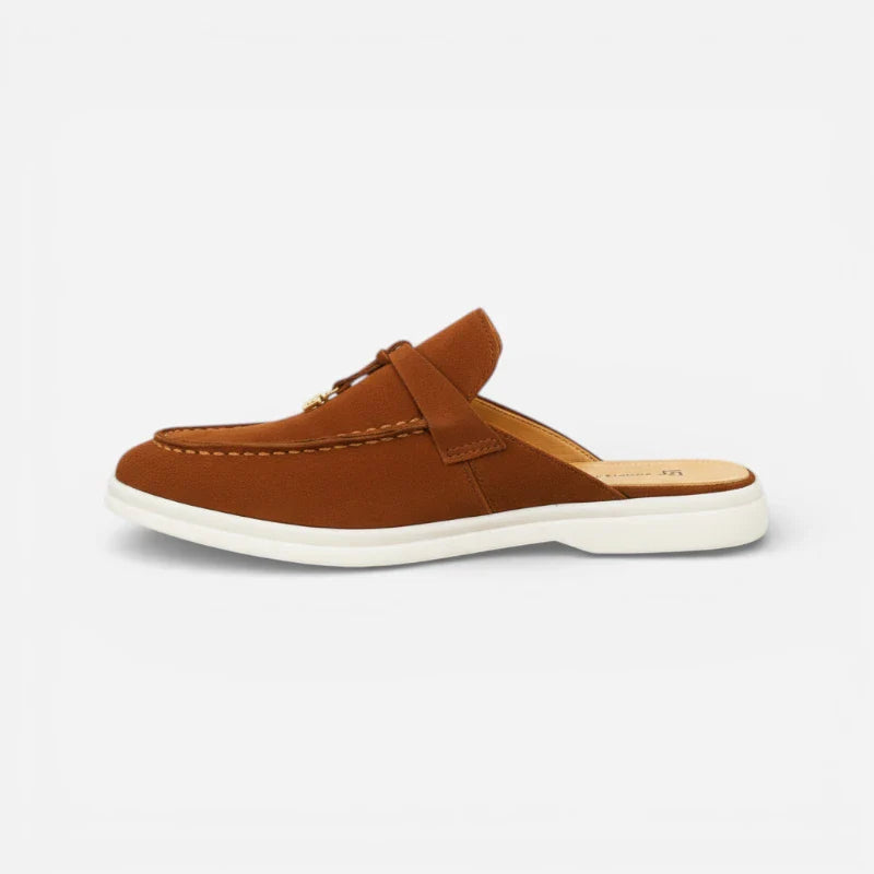 Mocassin Ouvert Femme Marron à Gland