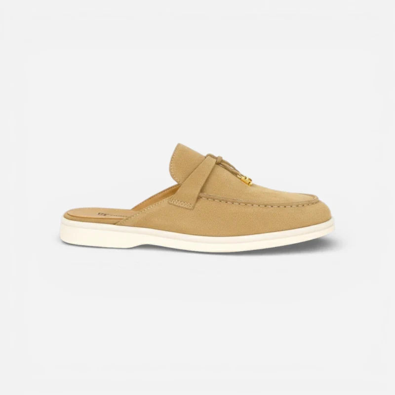 Mocassin Ouvert Daim Beige Femme