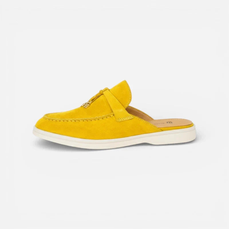 Mocassin Ouvert Daim Jaune Flashi Femme