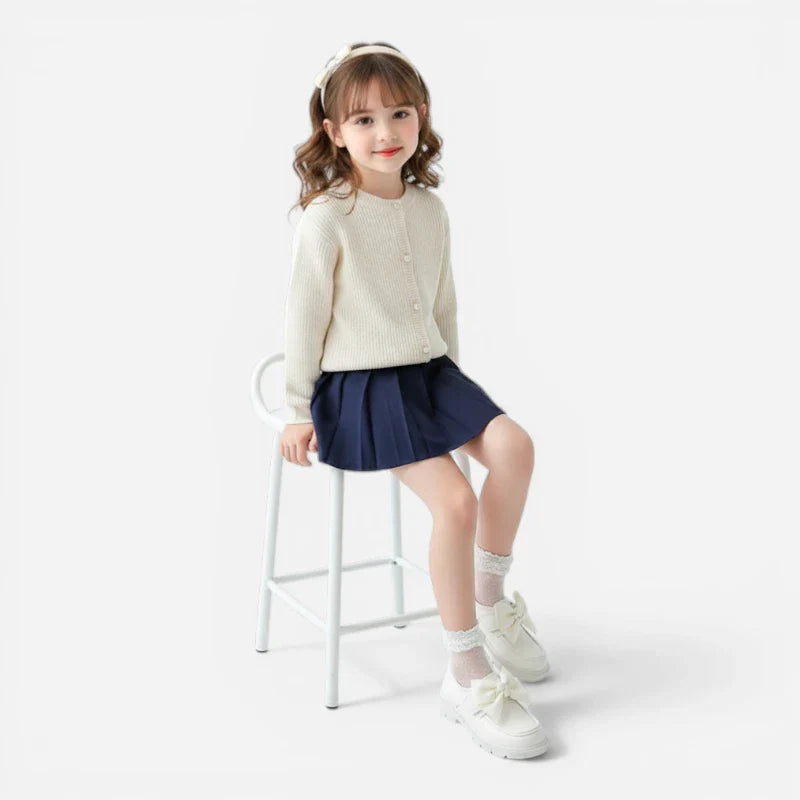 Mocassin Compensé Fillette Cuir Blanc Avec Noeud Papillon