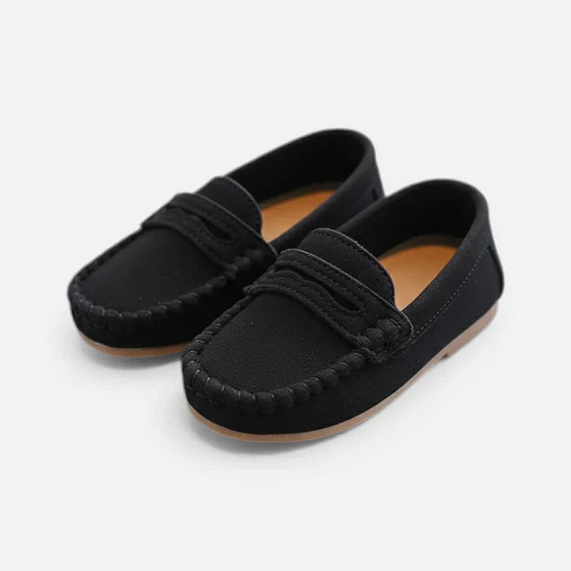 Mocassin Enfant En Daim Noir Classe Pour Bateau