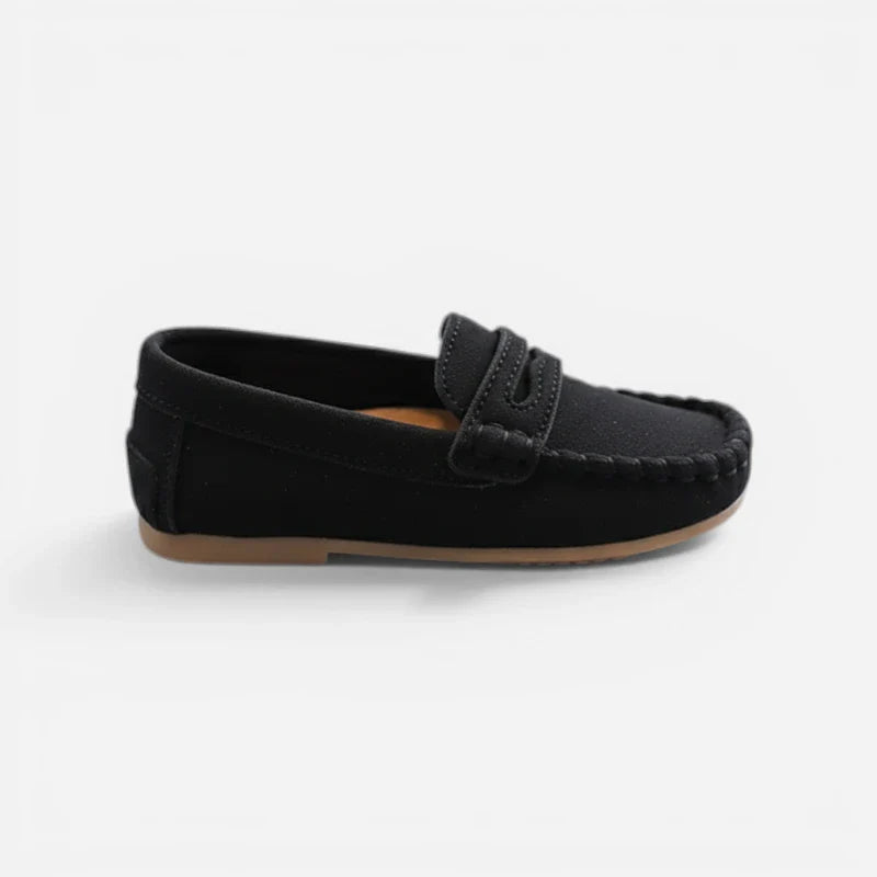 Mocassin Enfant En Daim Noir Classe Pour Bateau