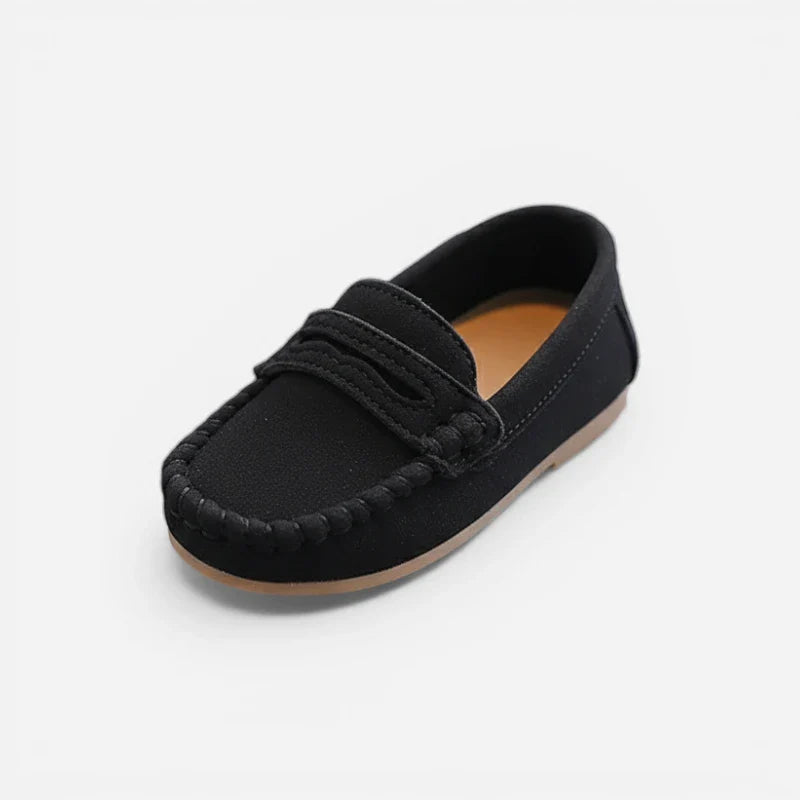 Mocassin Enfant En Daim Noir Classe Pour Bateau