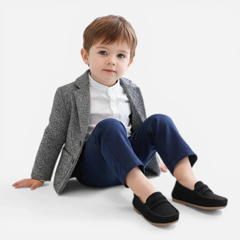 Mocassin Enfant En Daim Noir Classe Pour Bateau
