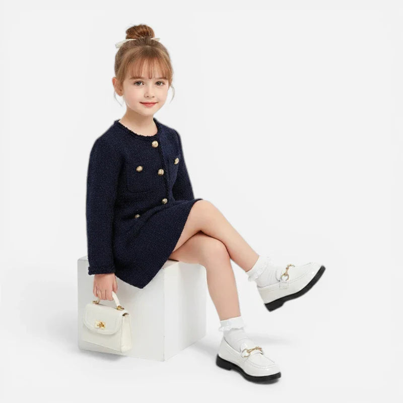 Mocassin Compené Pour Fillette En Cuir Blanc Vernis à Mors