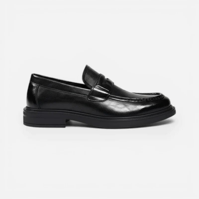 Mocassin Homme à Talon En Cuir Vintage Noir Vernis Classe Pour Costume Et Mariage