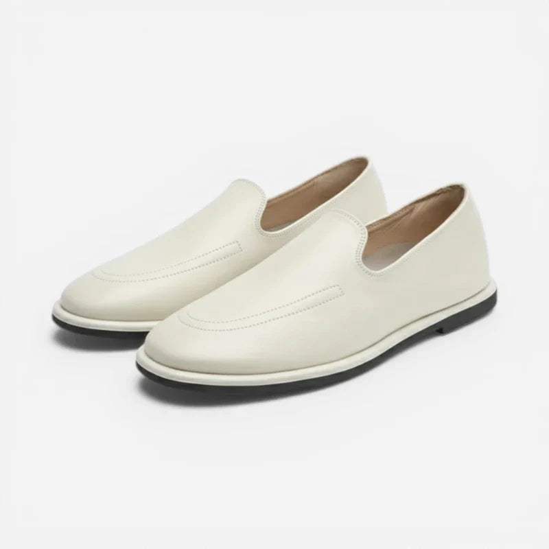 Mocassin Cuir Blanc Femme Vernis