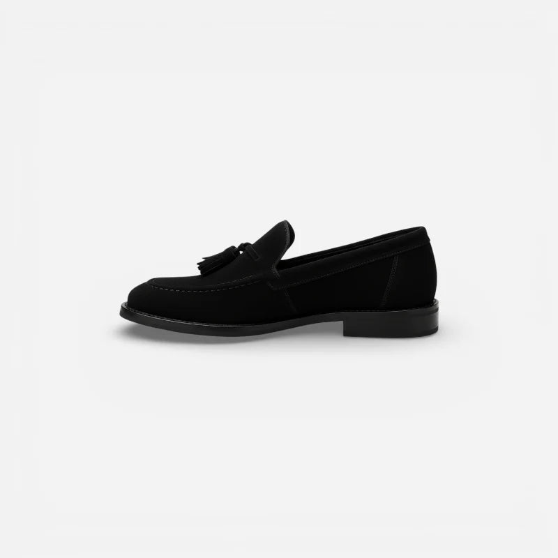 Mocassin Daim Noir Gland Talon Pour Homme