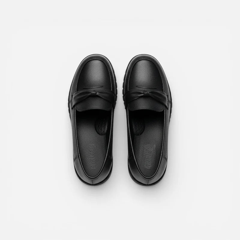 Mocassin Noir Compensé Pour Femme Chic Avec Bandeau