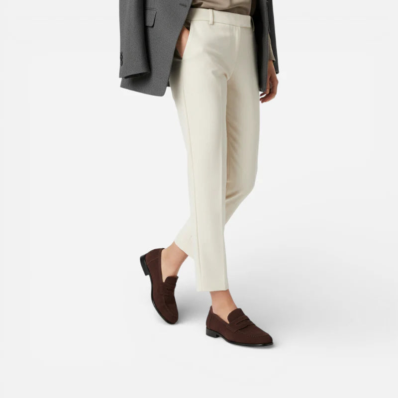 Mocassin Marron Foncé En Daim Pour Femme