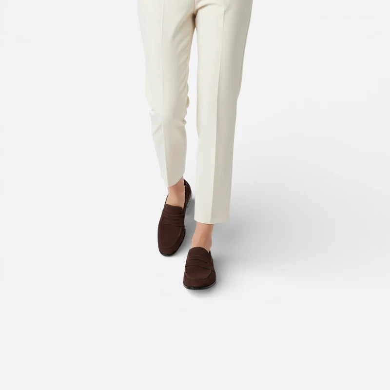 Mocassin Marron Foncé En Daim Pour Femme