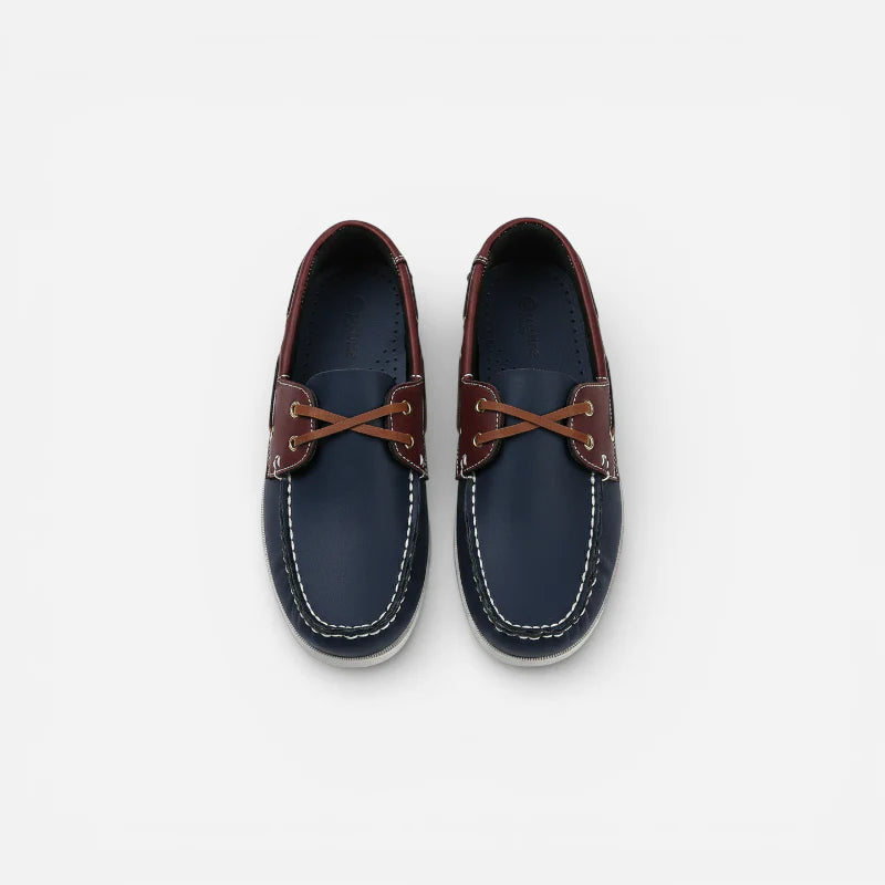 Mocassin En Cuir Marine Et Marron à Lacet Homme