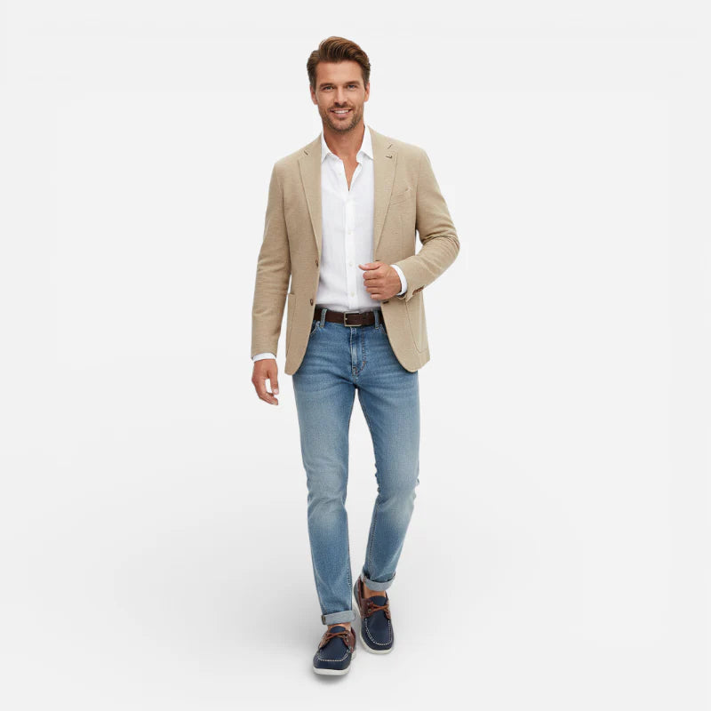 Mocassin En Cuir Marine Et Marron à Lacet Homme