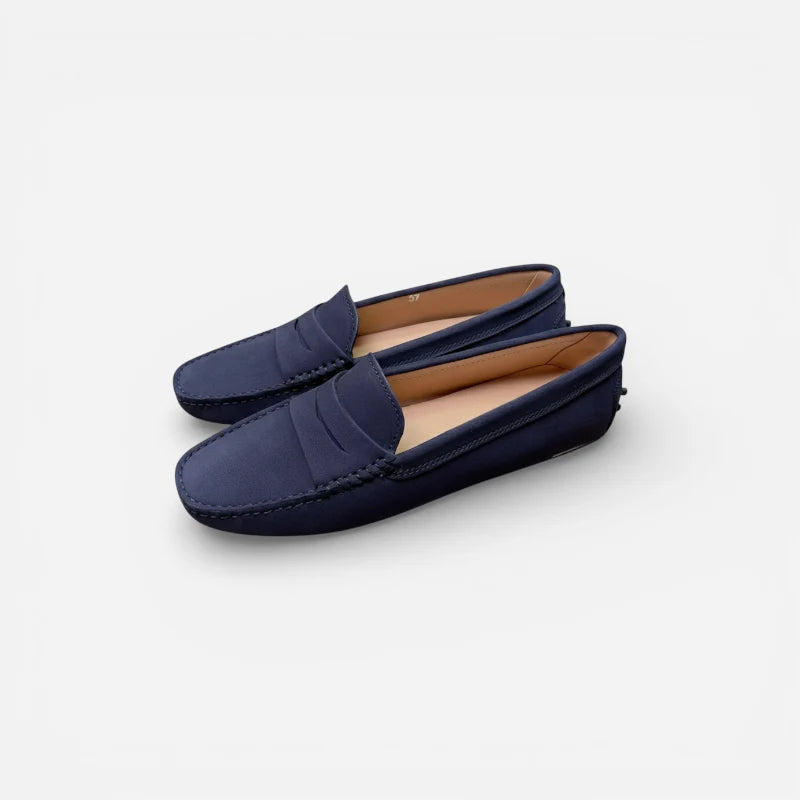 Mocassin En Daim Marine Pour Femme