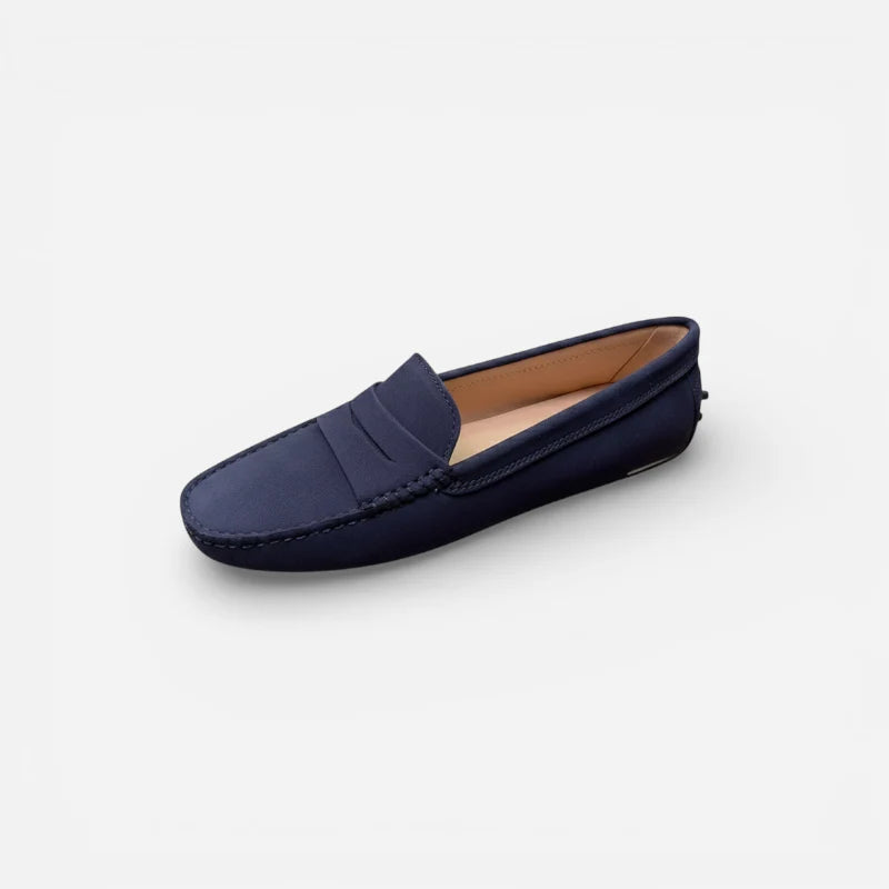 Mocassin En Daim Marine Pour Femme