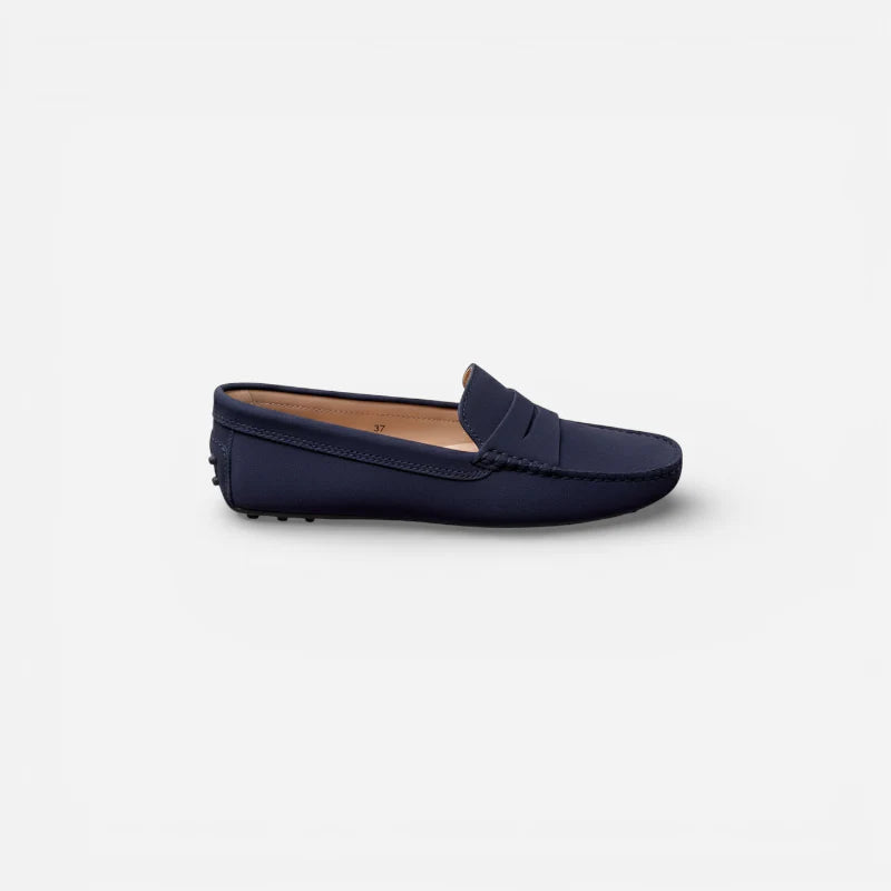 Mocassin En Daim Marine Pour Femme