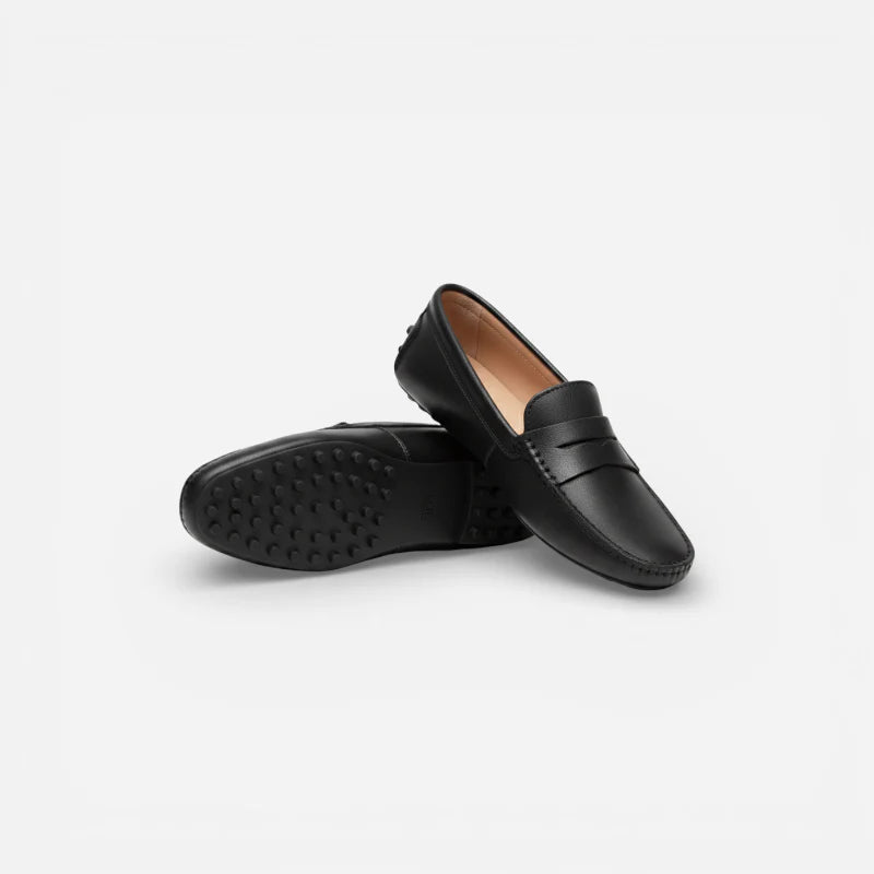 Mocassin En Cuir Mat Noir Pour Femme