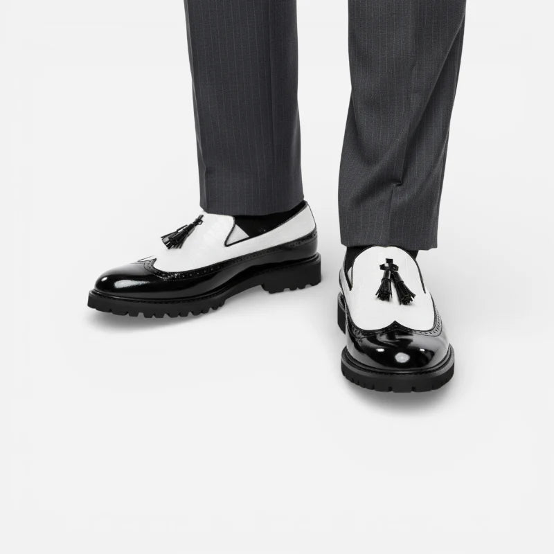 Mocassin Noir Et Blanc